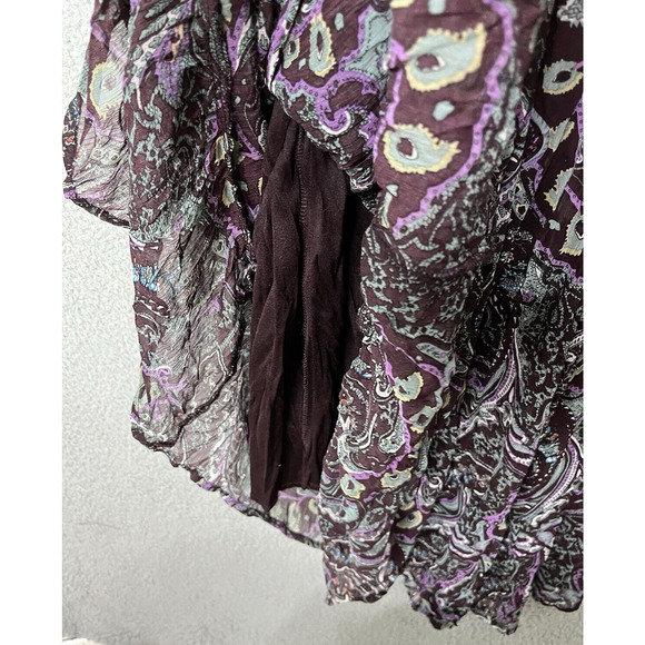 Halter Maxi Dress Medium Paisley Empire Waist Stretch Beach Y2K Western Hippie - Picture 4 of 16